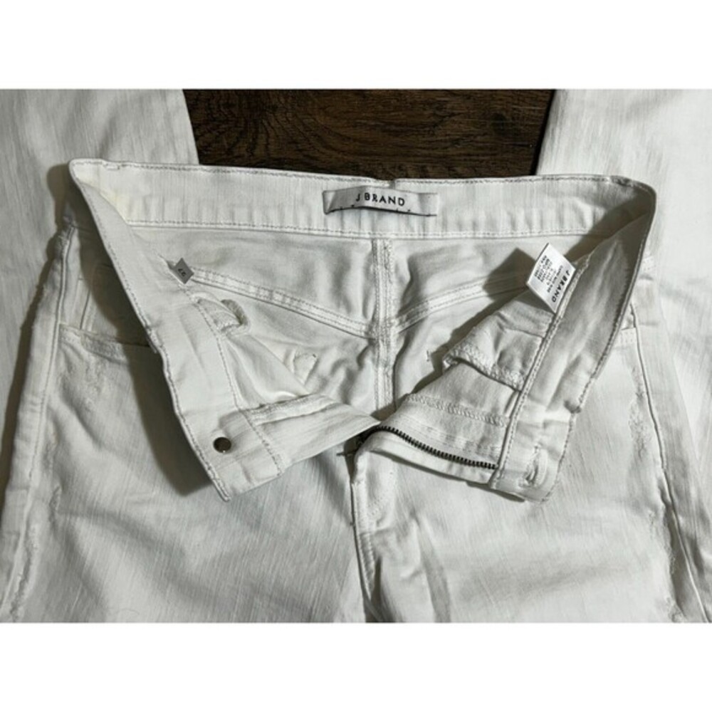 J Brand Jeans Womens 27 White Denim Capri Mid Rise Straight Stretch Frayed Hem - Picture 5 of 9